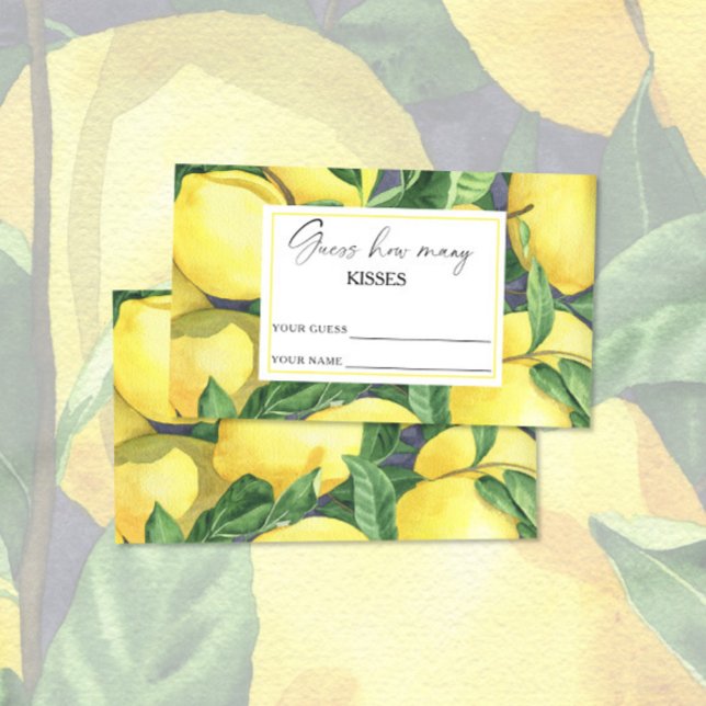 Lemon citrus - guess how many kisses bridal game enclosure card (Creator Uploaded)