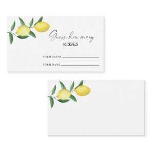 Lemon citrus - guess how many kisses bridal game enclosure card