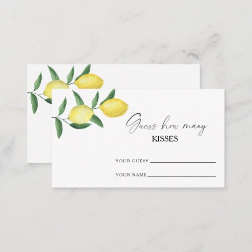 Lemon citrus _ guess how many kisses bridal game enclosure card