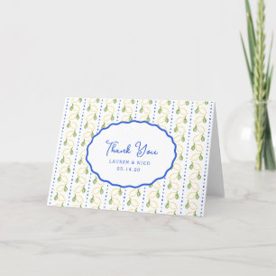 Lemon Citrus Italian Blue & Yellow Custom Wedding Thank You Card