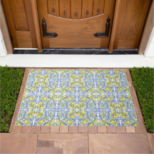 Lemon Citrus Italian Majolica Tile Pattern Doormat