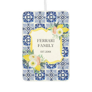 Lemon Citrus Italian Mediterranean Tiles Pattern Air Freshener