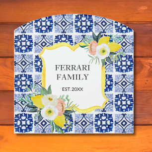 Lemon Citrus Italian Mediterranean Tiles Pattern Door Sign