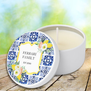 Lemon Citrus Italian Mediterranean Tiles Pattern Mini Candle Favors