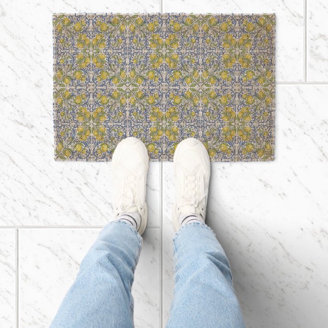Lemon Citrus Italian Tile Pattern Fiber Doormat (Insitu)