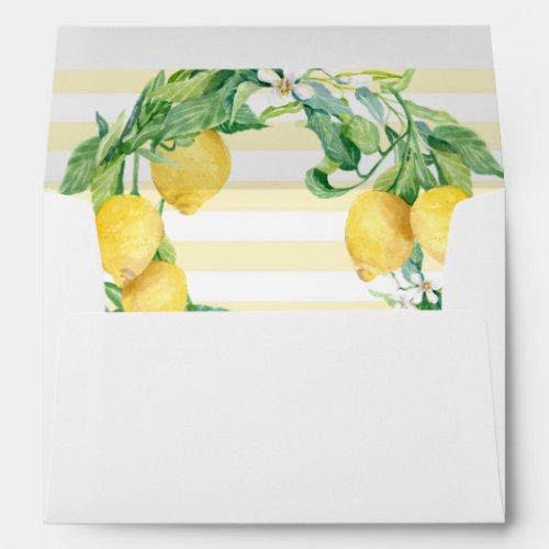 Lemon Citrus Leaves Watercolor Floral White Yellow Envelope