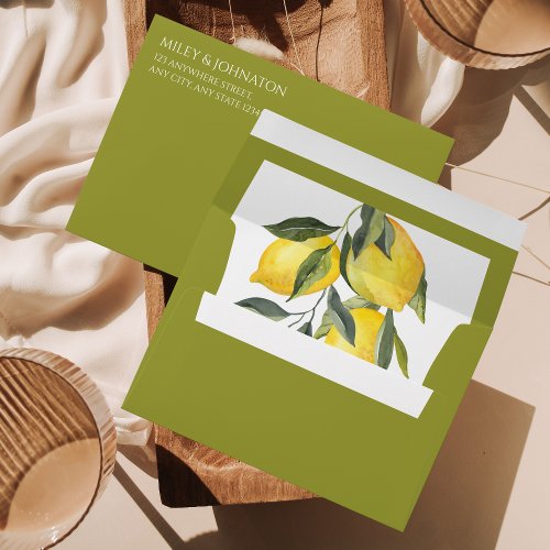 Lemon Citrus Lime Green Yellow Modern Envelope