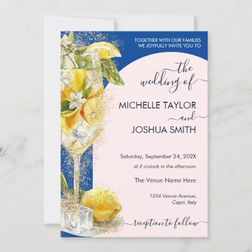 Lemon Citrus Limoncello Italy Destination Wedding Invitation