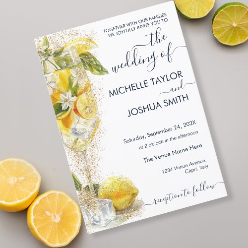 Lemon Citrus Limoncello Italy Destination Wedding Invitation