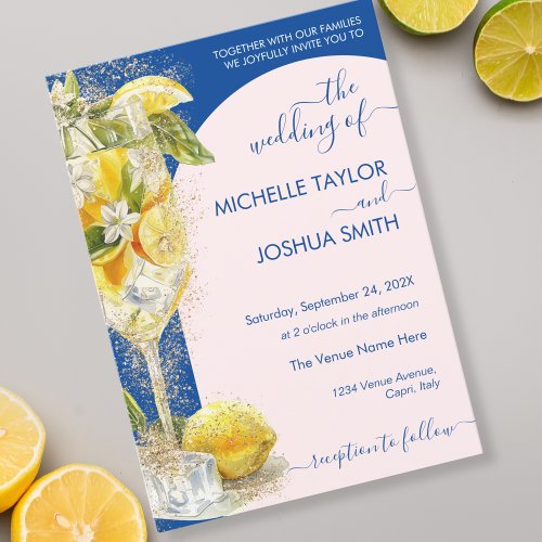 Lemon Citrus Limoncello Italy Destination Wedding Invitation