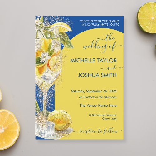 Lemon Citrus Limoncello Italy Destination Wedding Invitation