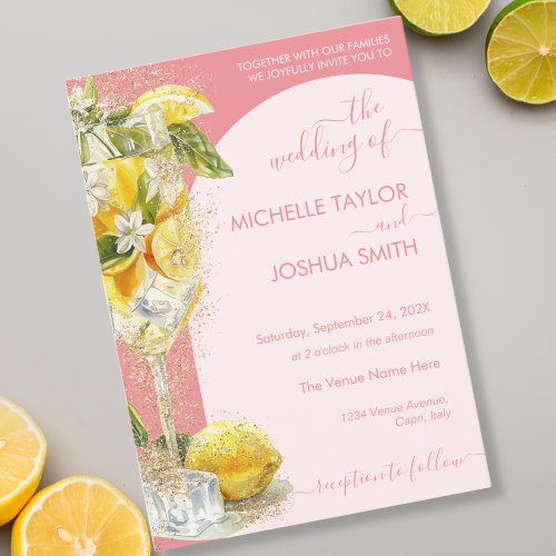 Lemon Citrus Limoncello Summer Destination Wedding Invitation