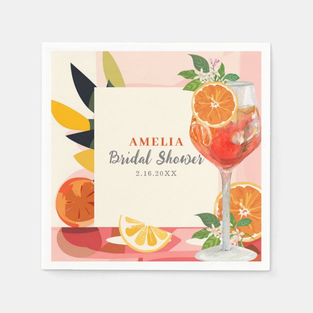 Lemon citrus Love at first spritz Bridal shower  Napkins (Front)