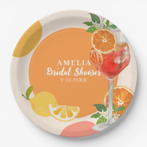 Lemon citrus Love at first spritz Bridal shower  Paper Plates