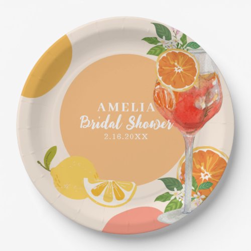 Lemon citrus Love at first spritz Bridal shower  Paper Plates