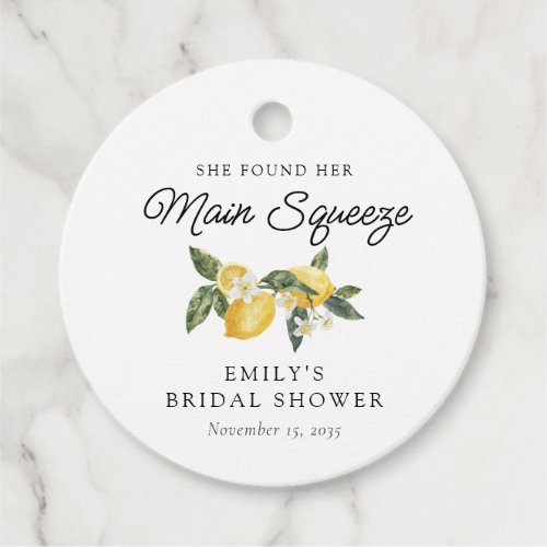 Lemon Citrus Main Squeeze Bridal Shower Favor Tags