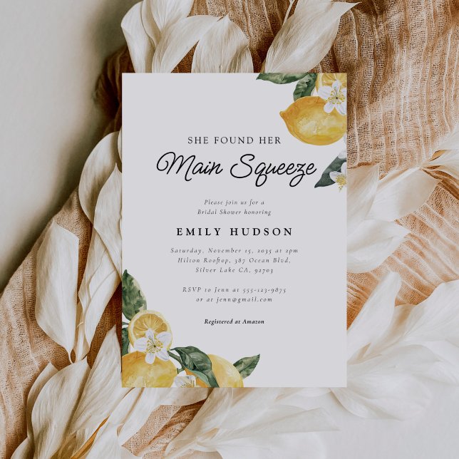 Lemon Citrus Main Squeeze Bridal Shower Invitation (Creator Uploaded)