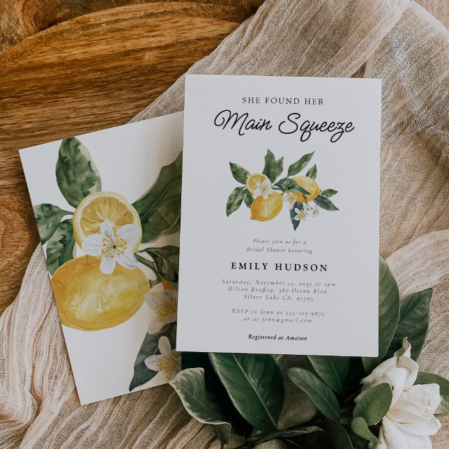 Lemon Citrus Main Squeeze Bridal Shower Invitation (Creator Uploaded)