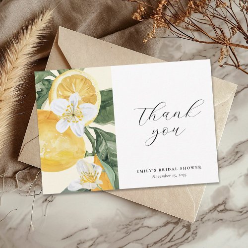 Lemon Citrus Main Squeeze Bridal Shower Thank You Card