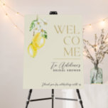 Lemon Citrus Main Squeeze Bridal Shower Welcome  Foam Board<br><div class="desc">Complete the look for your mani squeeze bridal shower theme with this welcome sign. Featuring a minimalist lemon,  flower and leaves bunch along with the word welcome in chic typography in golden color</div>