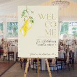 Lemon Citrus Main Squeeze Bridal Shower Welcome  Foam Board<br><div class="desc">Complete the look for your mani squeeze bridal shower theme with this welcome sign. Featuring a minimalist lemon,  flower and leaves bunch along with the word welcome in chic typography in golden color</div>