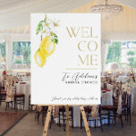 Lemon Citrus Main Squeeze Bridal Shower Welcome Foam Board<br><div class="desc">Complete the look for your mani squeeze bridal shower theme with this welcome sign. Featuring a minimalist lemon,  flower and leaves bunch along with the word welcome in chic typography in golden color</div>