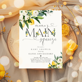 Lemon Citrus Mama's Main Squeeze Baby Shower Invitation by PixelPerfectionParty at Zazzle