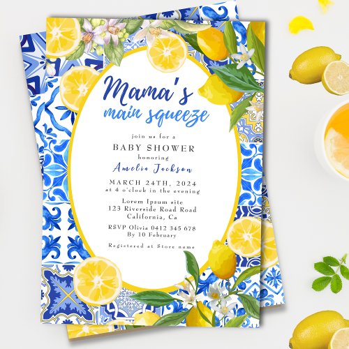 Lemon Citrus Mamas Main Squeeze Baby Shower Invitation