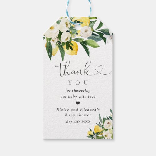 Lemon Citrus Mediterranean Baby Shower Favor Gift Tags