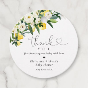Lemon Citrus Mediterranean Baby Shower Favor Tags