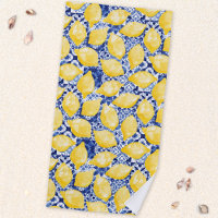 Lemon Citrus Mediterranean Blue White Tile