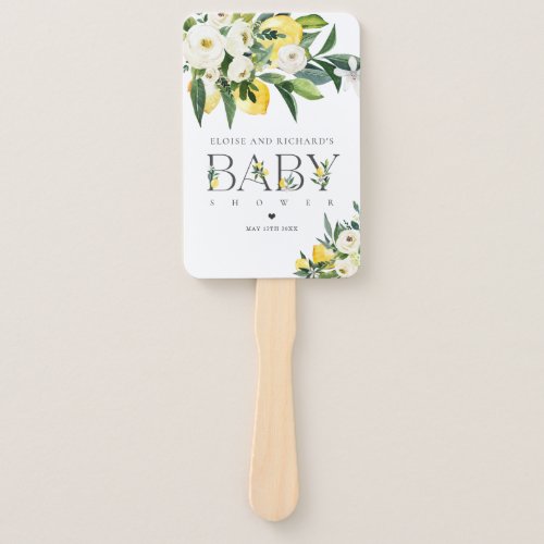 Lemon Citrus Mediterranean Botanical Baby Shower Hand Fan