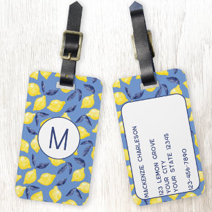 Lemon Citrus Mediterranean Monogram Luggage Tag