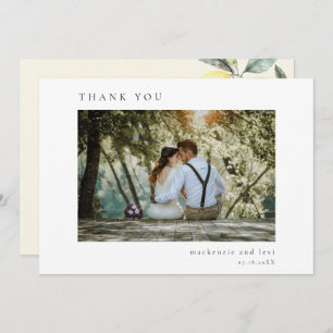 Lemon Citrus Minimal Simple Elegant Wedding Photo Thank You Card