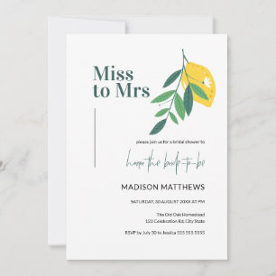 Lemon Citrus Miss to Mrs Summer Bridal Shower Invitation