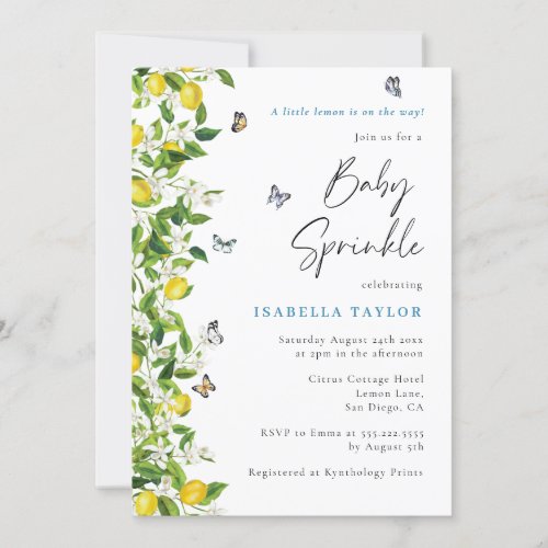 Lemon Citrus Modern Baby Shower Sprinkle Invitation