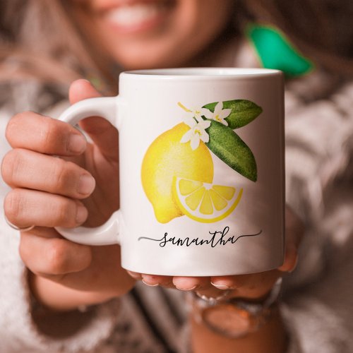 Lemon Citrus Monogram Coffee Mug