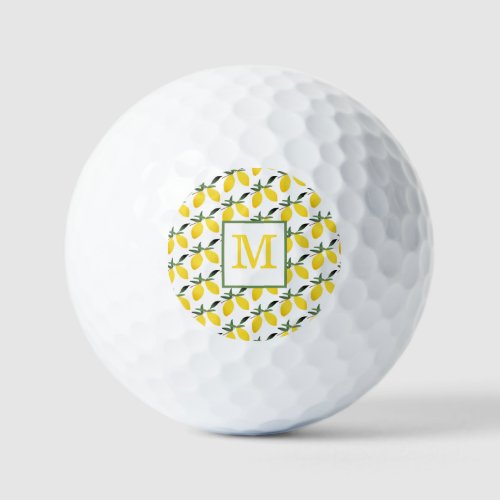Lemon Citrus Monogram  Golf Balls