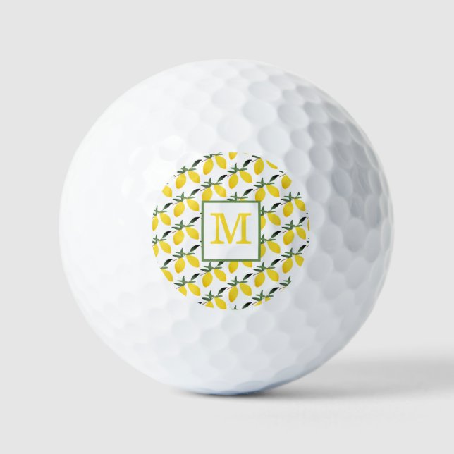 Lemon Citrus Monogram  Golf Balls (Front)