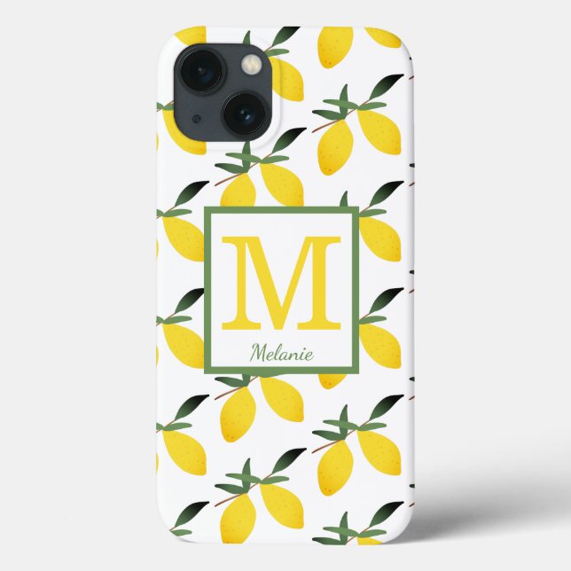  Lemon Citrus Monogram Name  Case-Mate iPhone Case (Back)