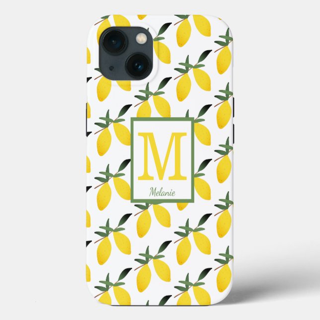  Lemon Citrus Monogram Name  Case-Mate iPhone Case (Back)