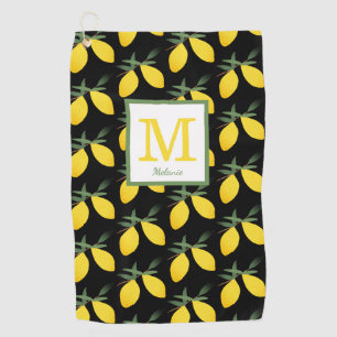 Lemon Citrus Monogram Name Golf Towel