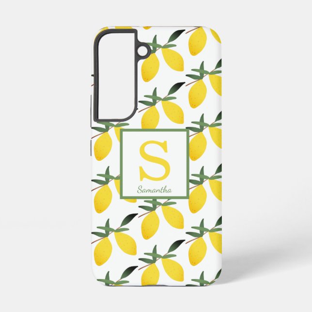 Lemon Citrus Monogram Name Samsung Galaxy Case (Back)