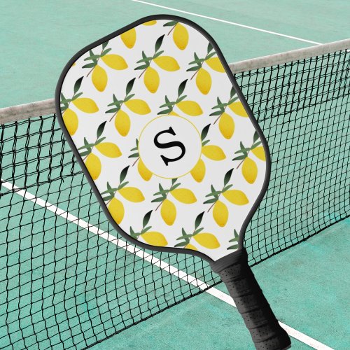 Lemon Citrus Monogram  Pickleball Paddle