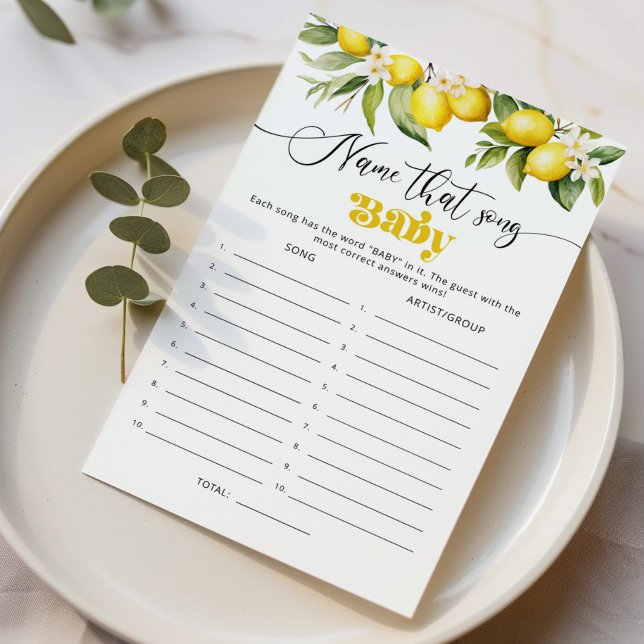 Lemon citrus Name that song baby shower game (Creator Uploaded)