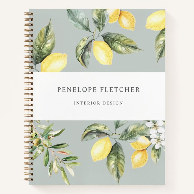 Lemon Citrus Nature Rustic Recipe Notebook (Front)