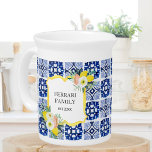 Lemon Citrus Navy Blue Italian Mediterranean Beverage Pitcher<br><div class="desc">Serve in style with this Italian-inspired pitcher! Featuring a lemon citrus design,  navy blue Mediterranean tile pattern,  and floral botanical accents.</div>