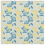 Lemon Citrus Pastel Blue Floral  Fabric