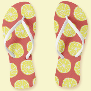 Lemon Citrus Pattern Colorful Yellow Summer Fun Flip Flops