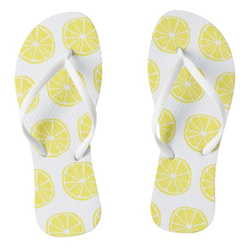 Lemon Citrus Pattern Colorful Yellow White Summer  Flip Flops